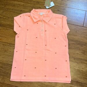 J Crew crewcuts size 8 fluorescent orange polo shirt with watermelon embroidery